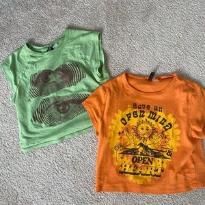 Green and Orange baby tees, cool designs, great condition